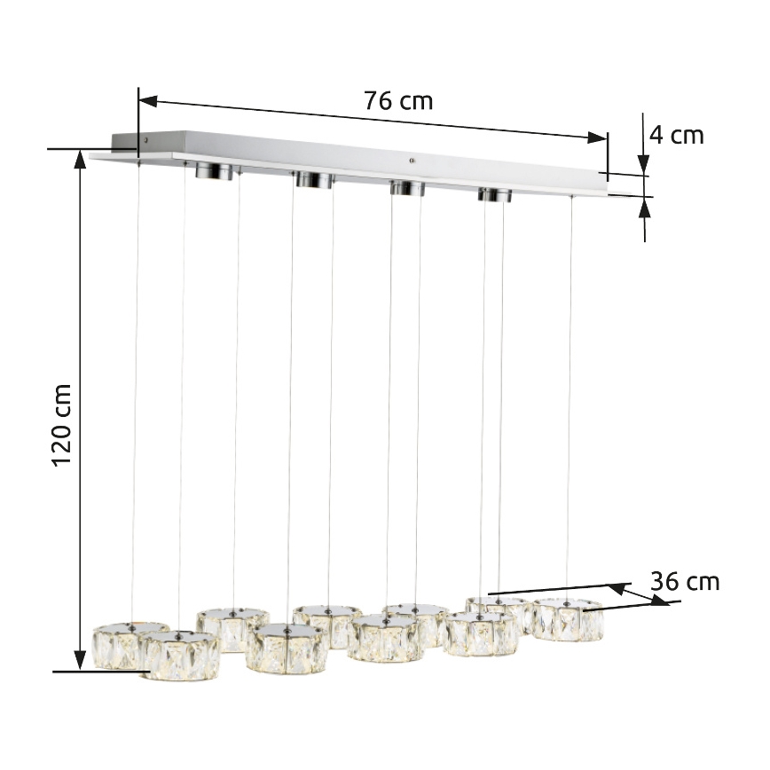 Globo - LED Lestenec na vrvici LED/92W/230V 4000K sijajni krom/prozorna