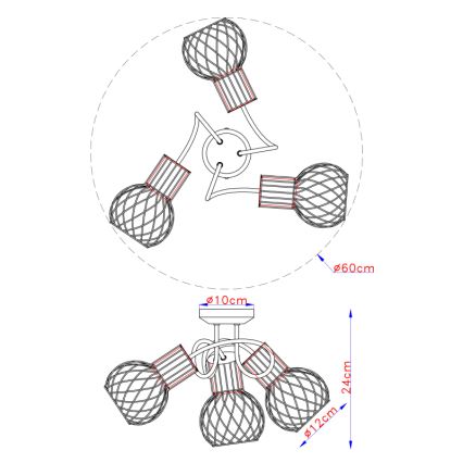 Globo - Nadgradni lestenec 3xE27/40W/230V