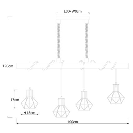 Globo - Lestenec na vrvici 4xE27/60W/230V