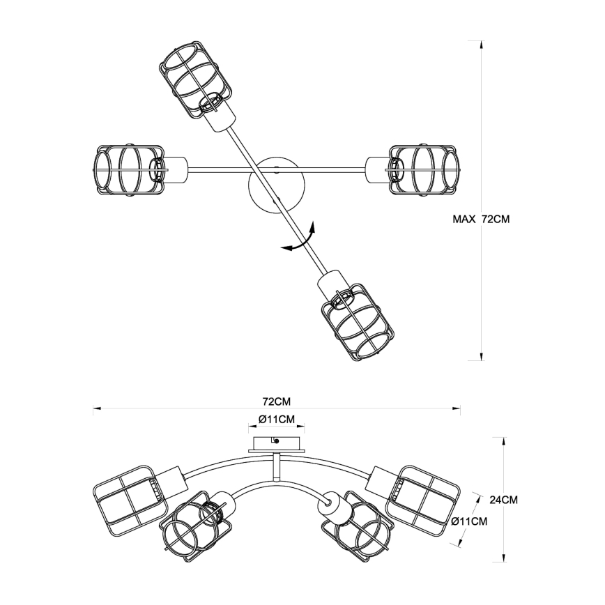 Globo - Stropna pritrjena svetilka 4xE27/40W/230V