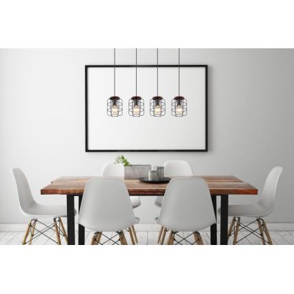 Globo - Lestenec na jeklenem kablu 4xE27/40W/230V