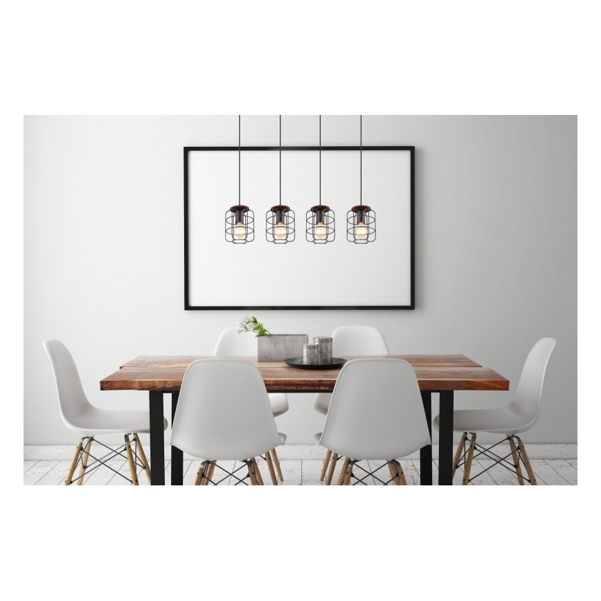 Globo - Lestenec na jeklenem kablu 4xE27/40W/230V