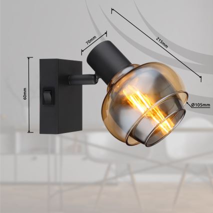 Globo - stensko reflektorsko svetilo 1xE14/40W/230V črne barve