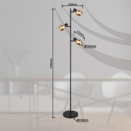 Globo - Talna svetilka 3xE14/40W/230V črna