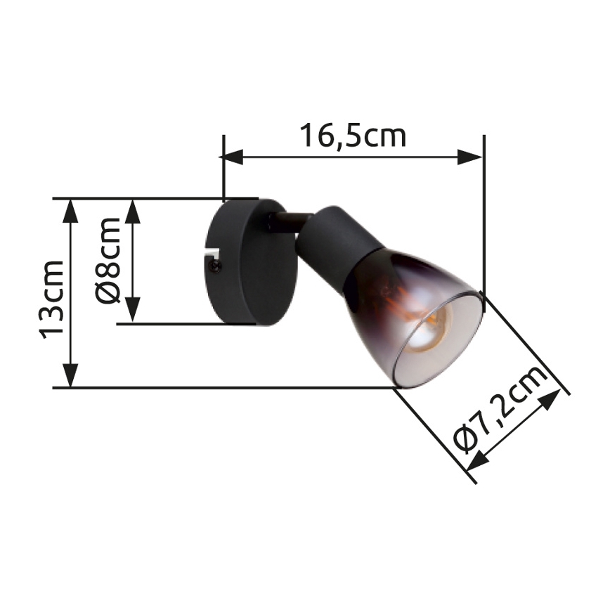 Globo - Stenski reflektor 1xE14/25W/230V črna
