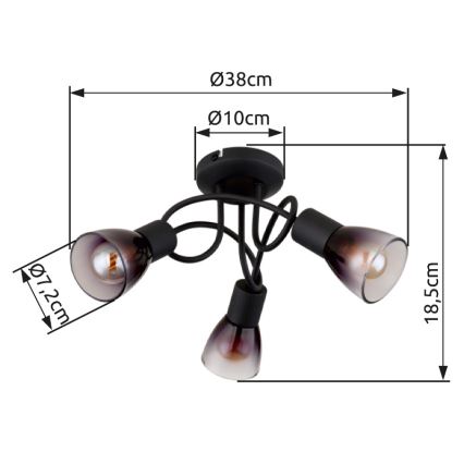 Globo - Nadgradni lestenec 3xE14/25W/230V črna