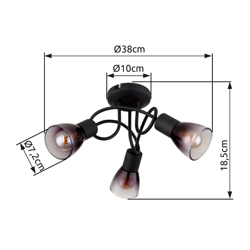Globo - Nadgradni lestenec 3xE14/25W/230V črna