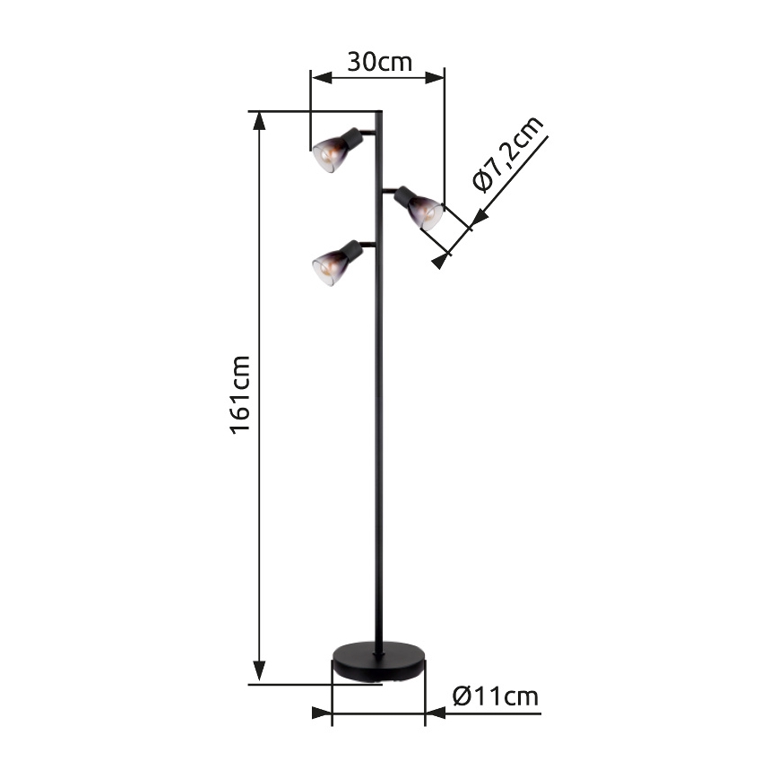 Globo - Talna svetilka 3xE14/25W/230V črna