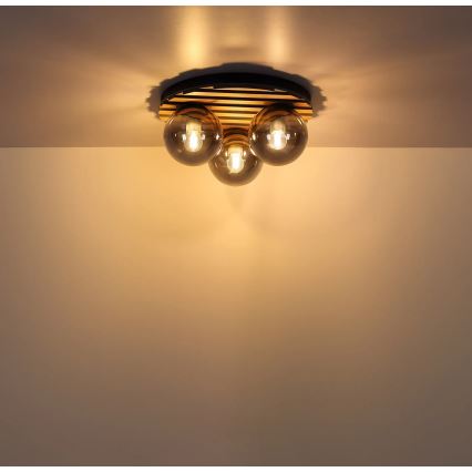 Globo - stropna svetilka 3xE27/40W/230V, premer 39 cm, rjava/zadimljena