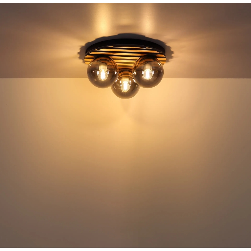 Globo - stropna svetilka 3xE27/40W/230V, premer 39 cm, rjava/zadimljena