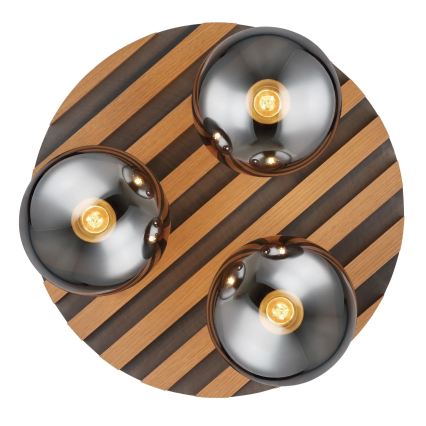 Globo - stropna svetilka 3xE27/40W/230V, premer 39 cm, rjava/zadimljena