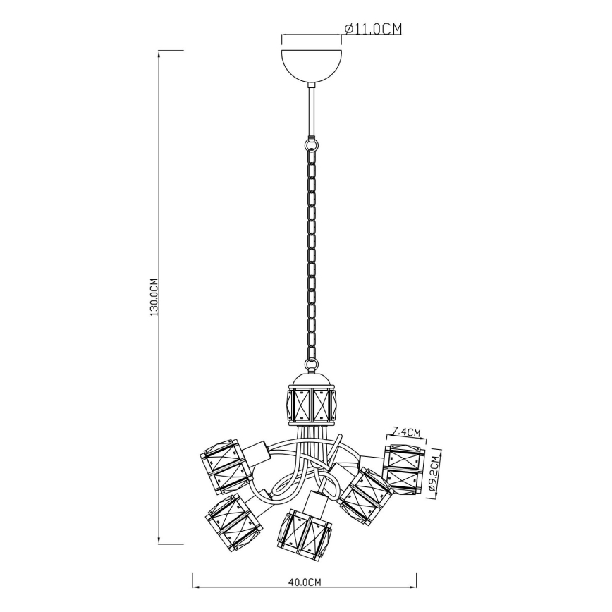 Globo - LED Lestenec na verigi 5xE14/40W/230V + LED/5W