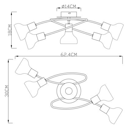 GLOBO 54921-5 - Nadgradni lestenec LOTHAR 5xE14/40W/230V
