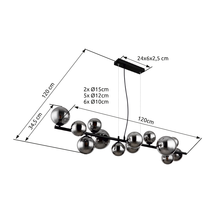 Globo - LED Lestenec na vrvici 13xG9/3,5W/230V dimna/črna