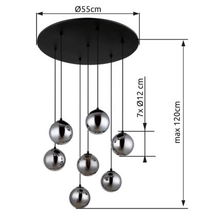 Globo - LED Lestenec na vrvici 7xG9/3,5W/230V dimna/črna