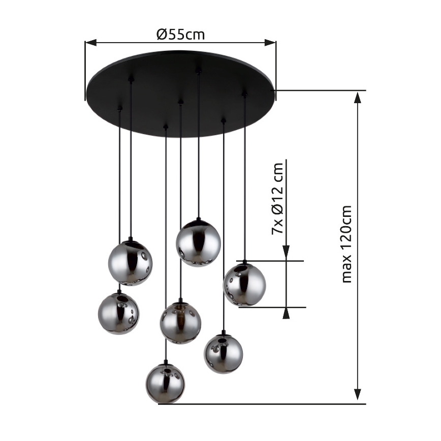 Globo - LED Lestenec na vrvici 7xG9/3,5W/230V dimna/črna