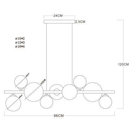 Globo - LED Lestenec na vrvici 9xG9/3W/230V