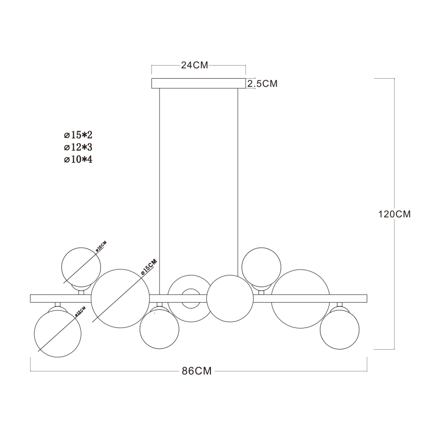 Globo - LED Lestenec na vrvici 9xG9/3W/230V