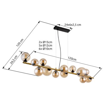 Globo - LED Lestenec na vrvici 13xG9/3,5W/230V dimna/rjava