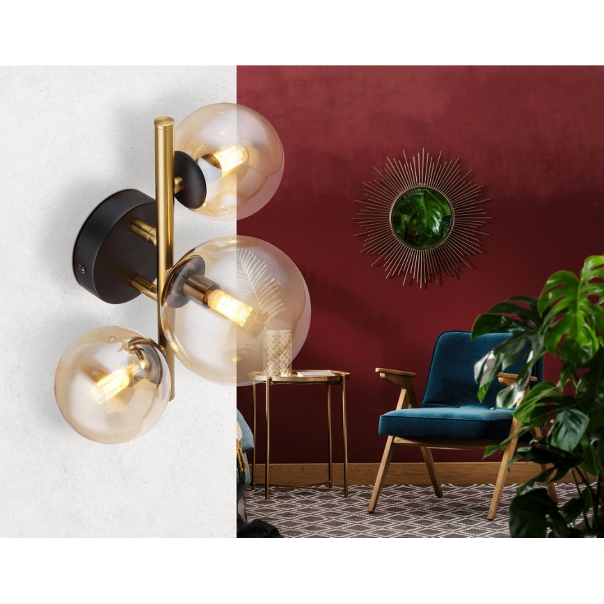 Globo - LED Lestenec RIHA 3xG9/3,5W/230V medenina