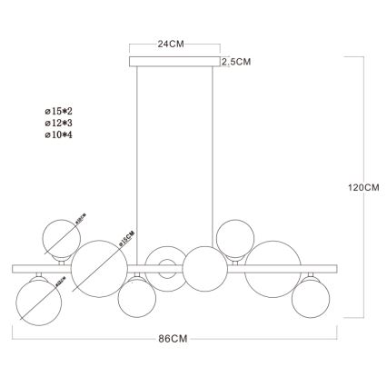 Globo - LED Lestenec na vrvici 9xG9/3W/230V medenina