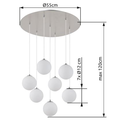 Globo - LED Lestenec na vrvici 7xG9/3,5W/230V bela