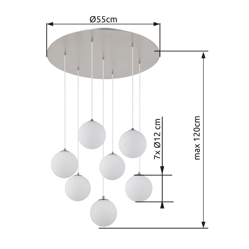 Globo - LED Lestenec na vrvici 7xG9/3,5W/230V bela
