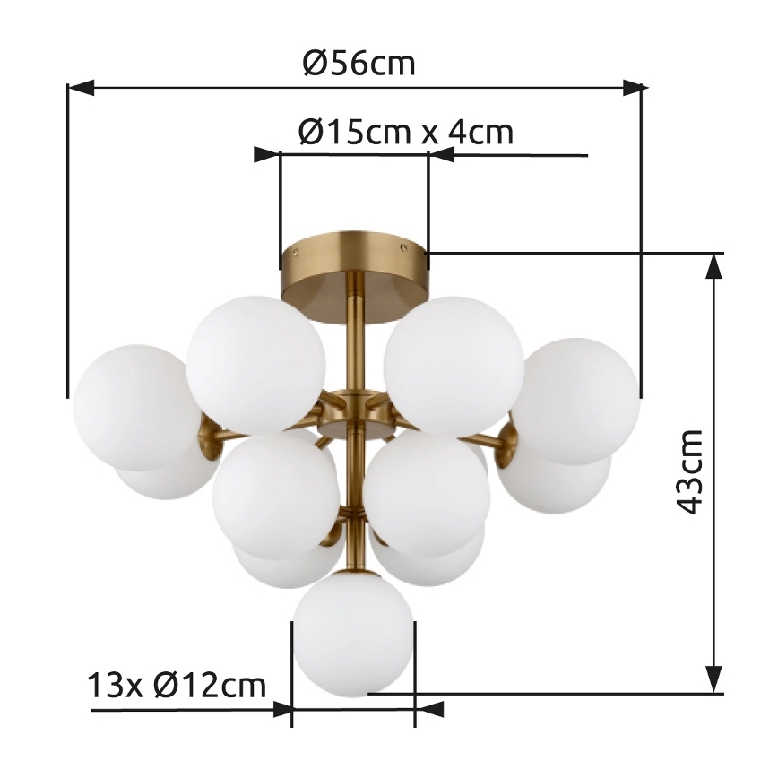 Globo - Nadgradni lestenec 13xG9/5W/230V pr. 56 cm zlata