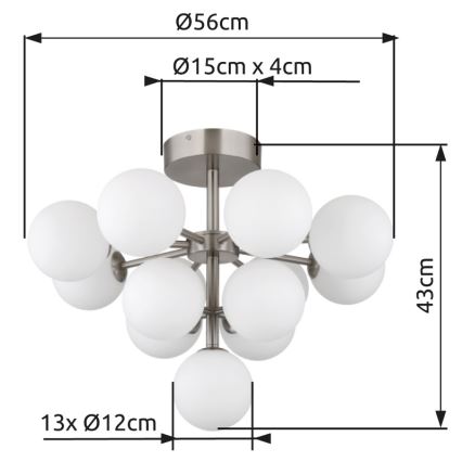 Globo - Nadgradni lestenec 13xG9/5W/230V pr. 56 cm mat krom