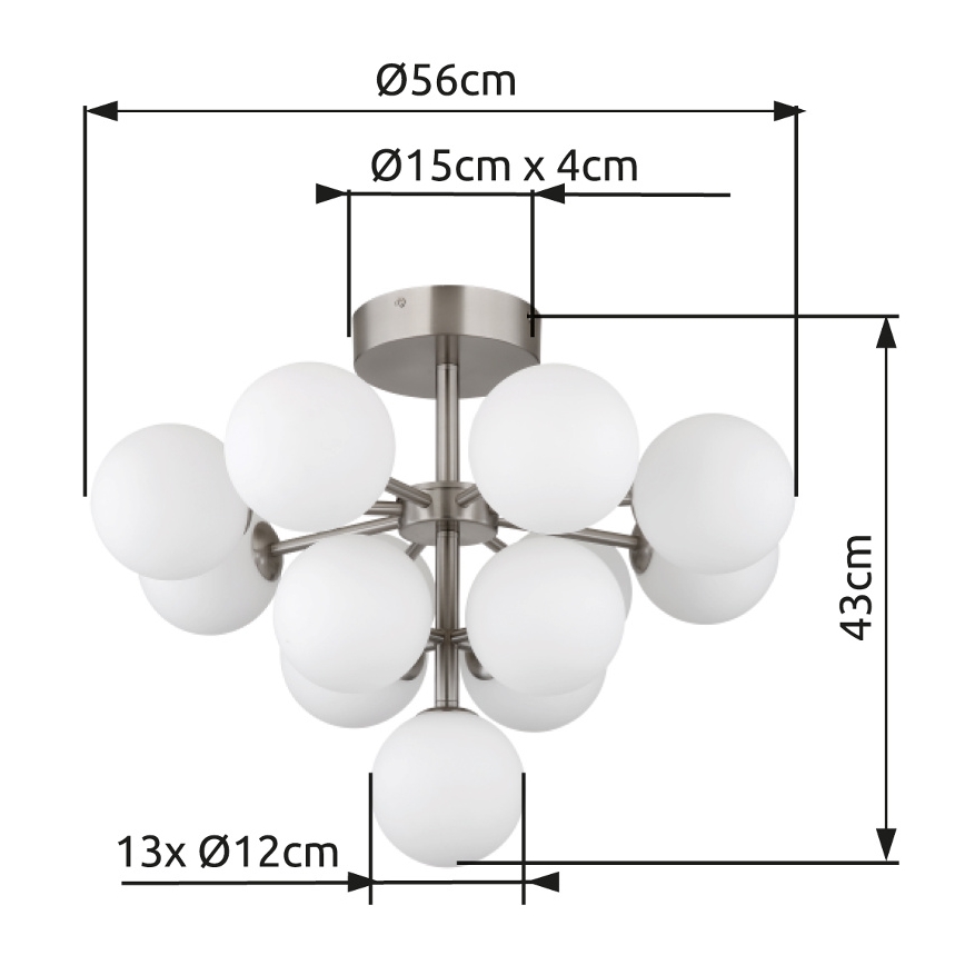 Globo - Nadgradni lestenec 13xG9/5W/230V pr. 56 cm mat krom