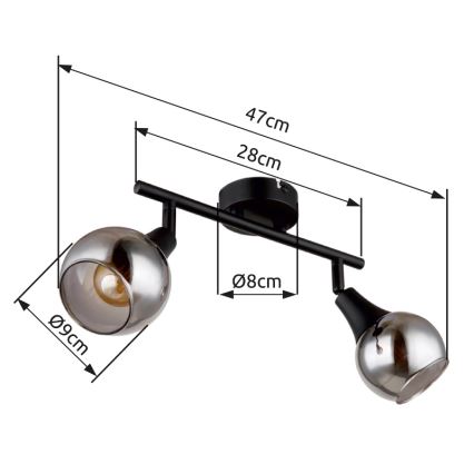 Globo - Reflektor 2xE14/40W/230V črna