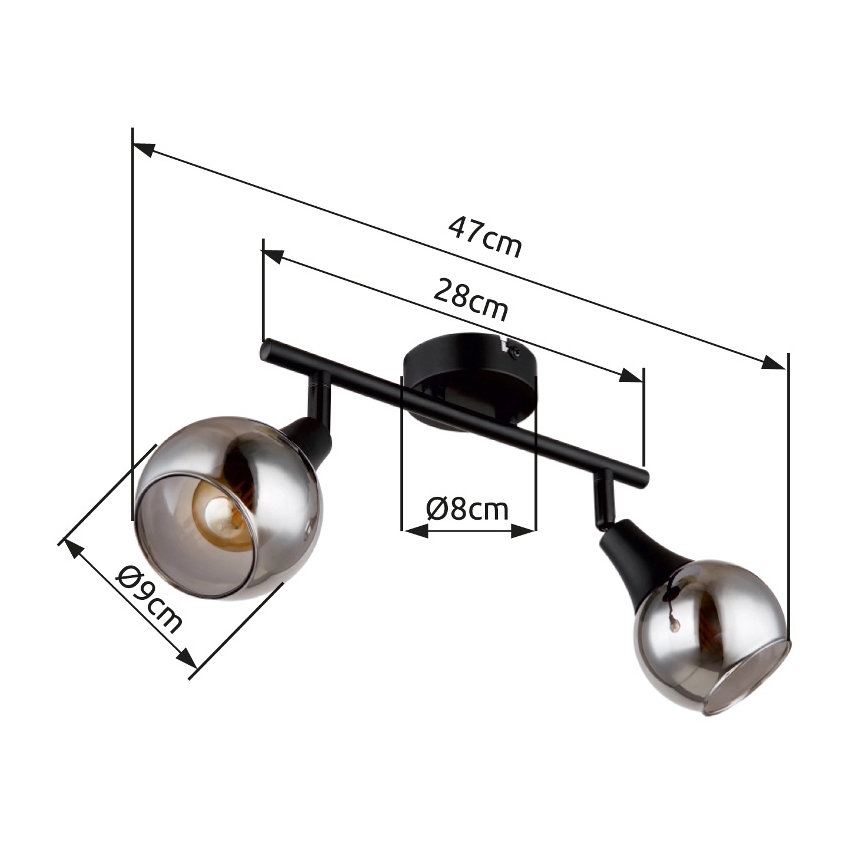Globo - Reflektor 2xE14/40W/230V črna