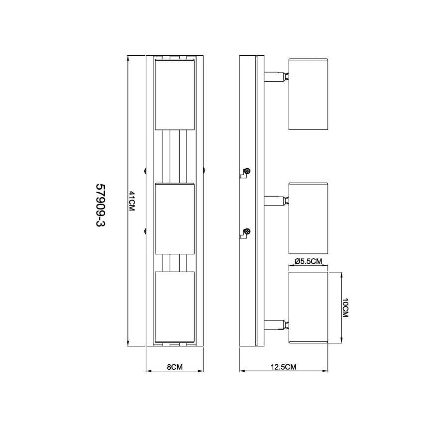 Globo - Reflektor 3xGU10/25W/230V črna