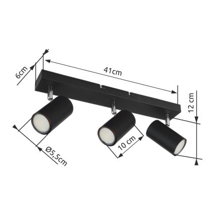 Globo - Reflektor 3xGU10/35W/230V črna