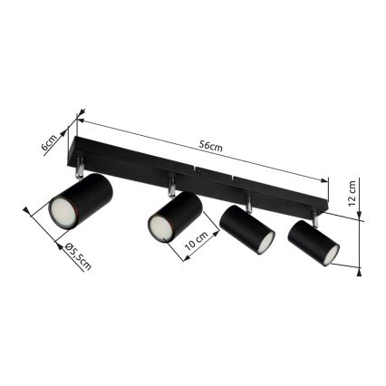 Globo - Reflektor 4xGU10/35W/230V črna