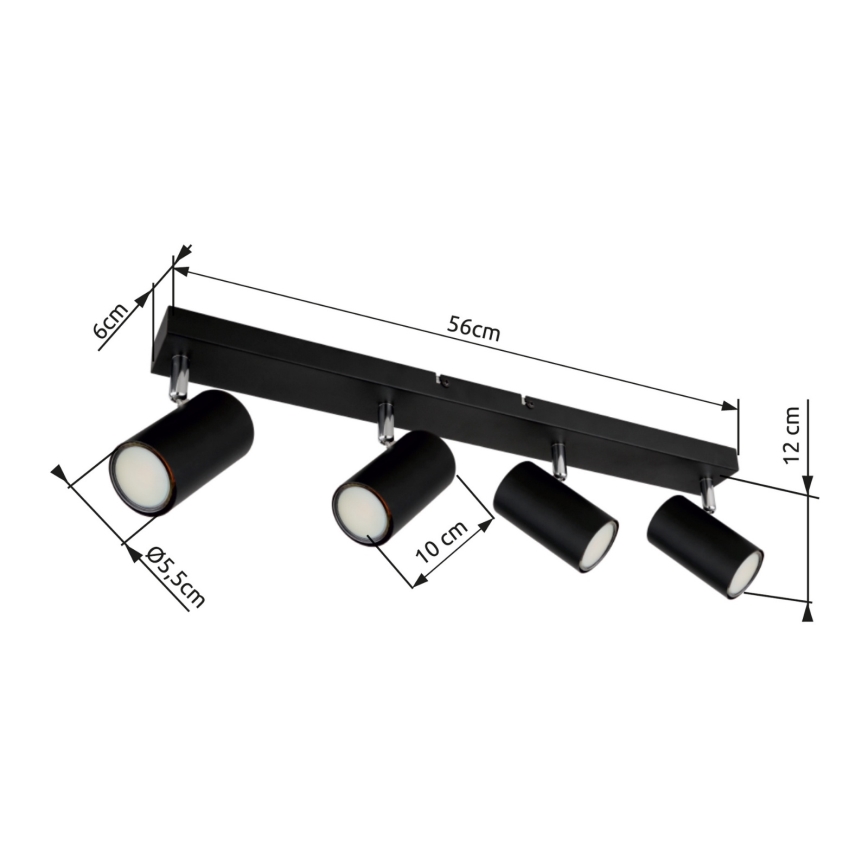 Globo - Reflektor 4xGU10/35W/230V črna