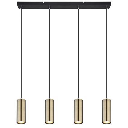Globo - Lestenec na vrvici 4xGU10/35W/230V črna/medenina