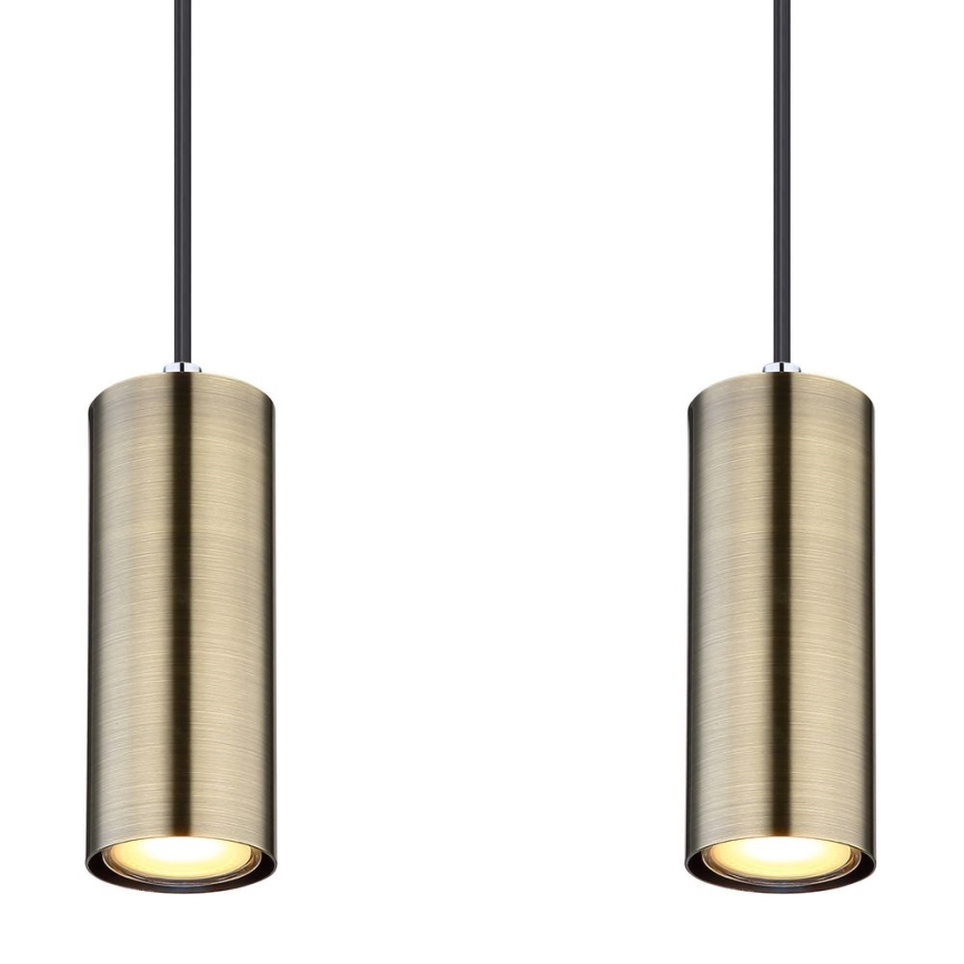 Globo - Lestenec na vrvici 4xGU10/35W/230V črna/medenina