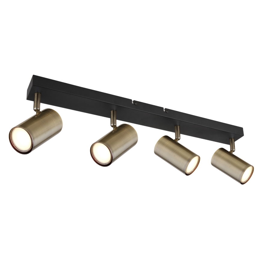 Globo - Reflektor 4xGU10/35W/230V črna/medenina