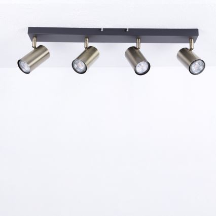 Globo - Reflektor 4xGU10/35W/230V črna/medenina