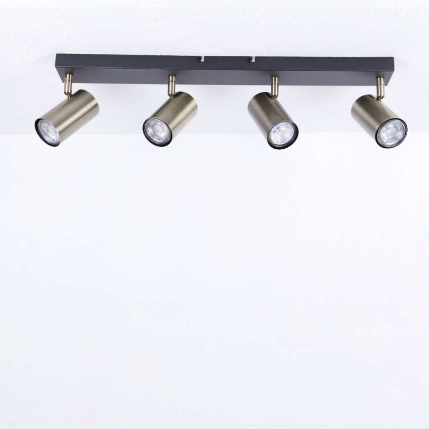 Globo - Reflektor 4xGU10/35W/230V črna/medenina