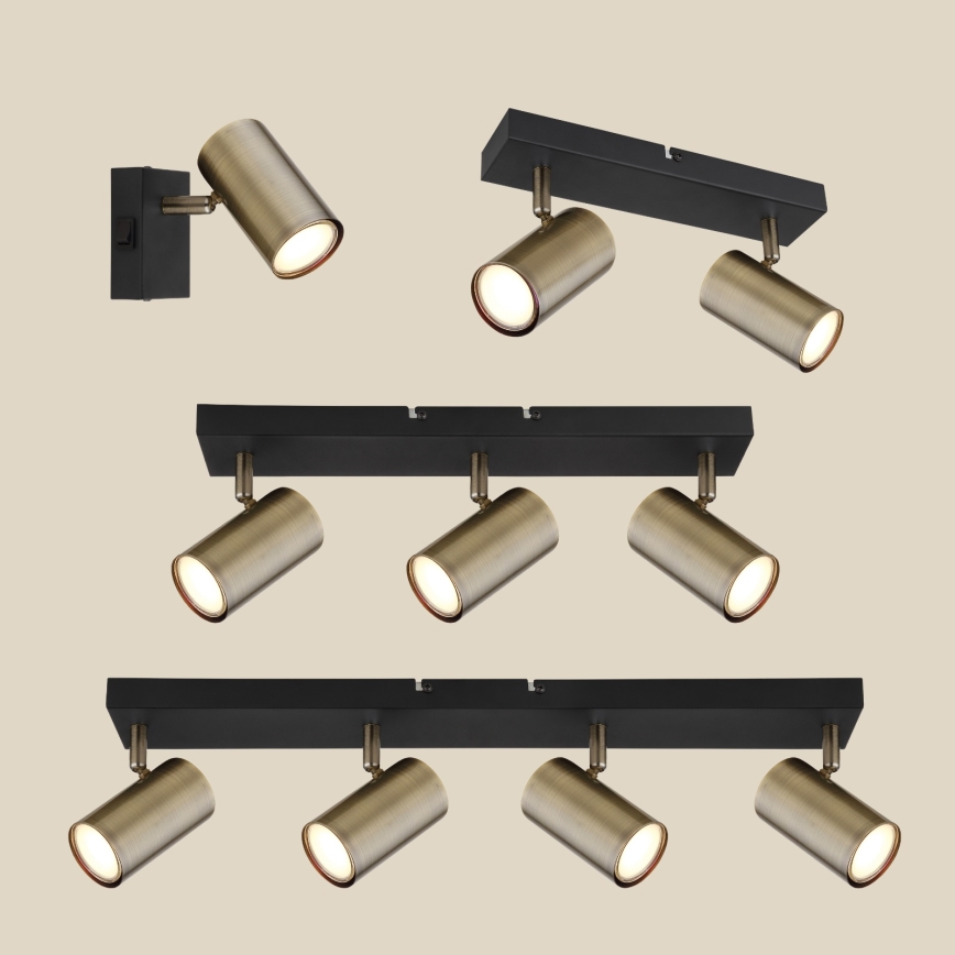 Globo - Reflektor 4xGU10/35W/230V črna/medenina