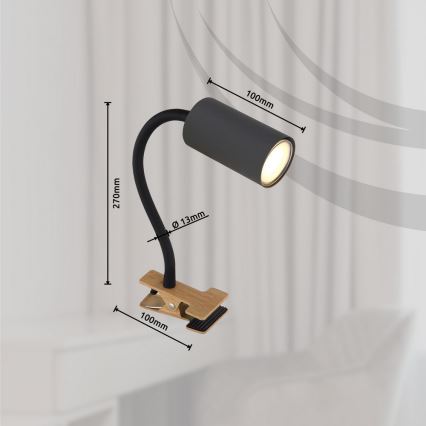 Globo - Fleksibilna svetilka s sponko 1xGU10/25W/230V siva/rjava