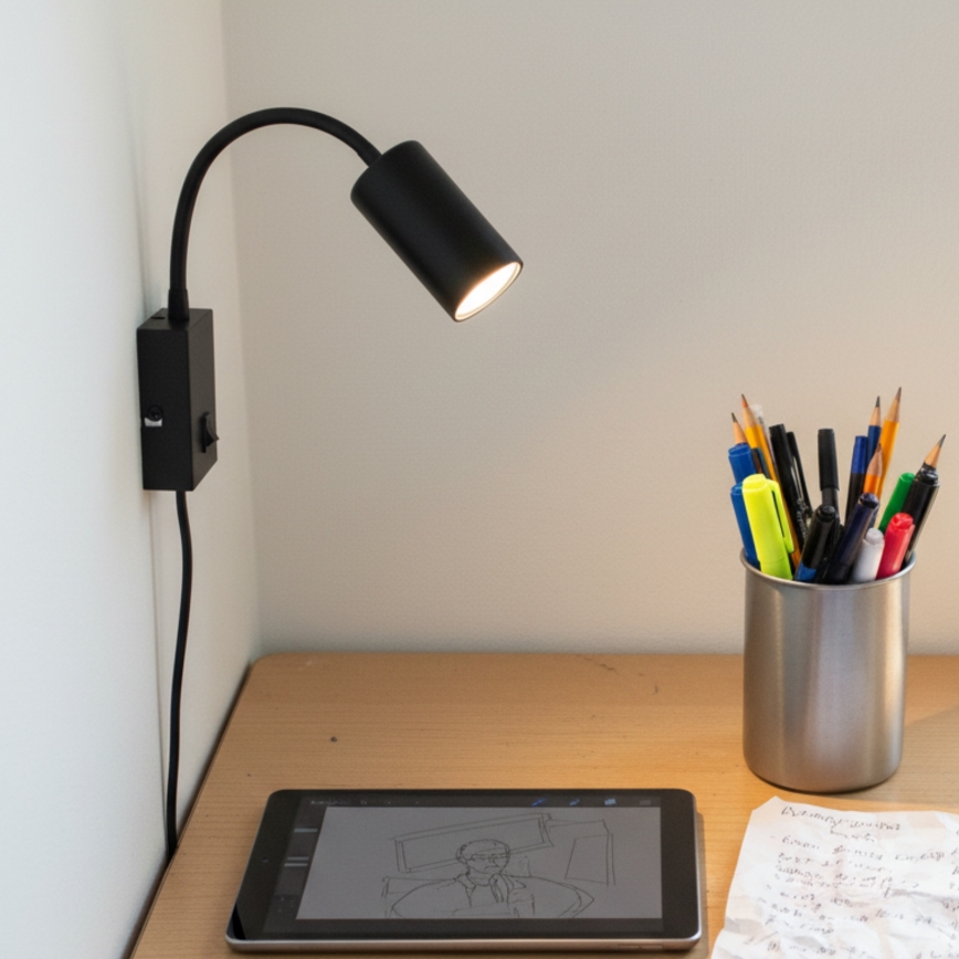 Globo - Fleksibilna stenska svetilka 1xGU10/25W/230V črna