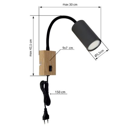 Globo - Fleksibilna stenska svetilka 1xGU10/25W/230V siva/rjava