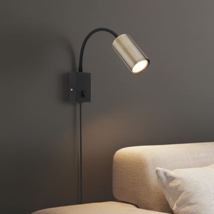 Globo - Nastavljiva stenska svetilka 1xGU10/25W/230V črna/medenina