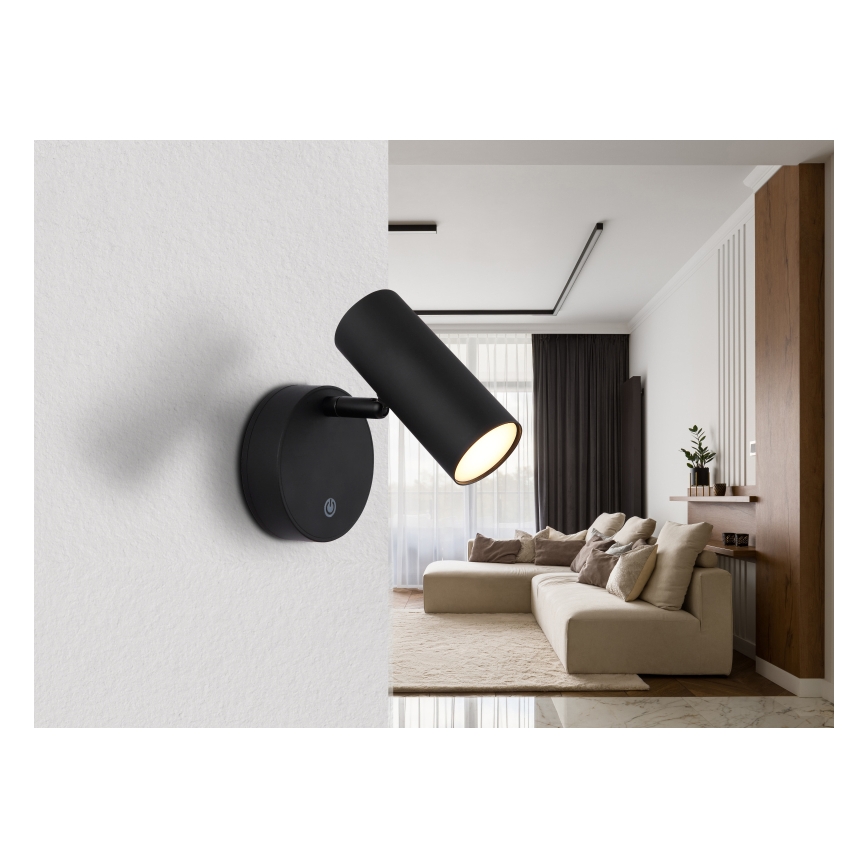 Globo - zatemnjevalna polnilna stenska točkovna LED svetilka LED/0,4W/3,7V 1800 mAh črna