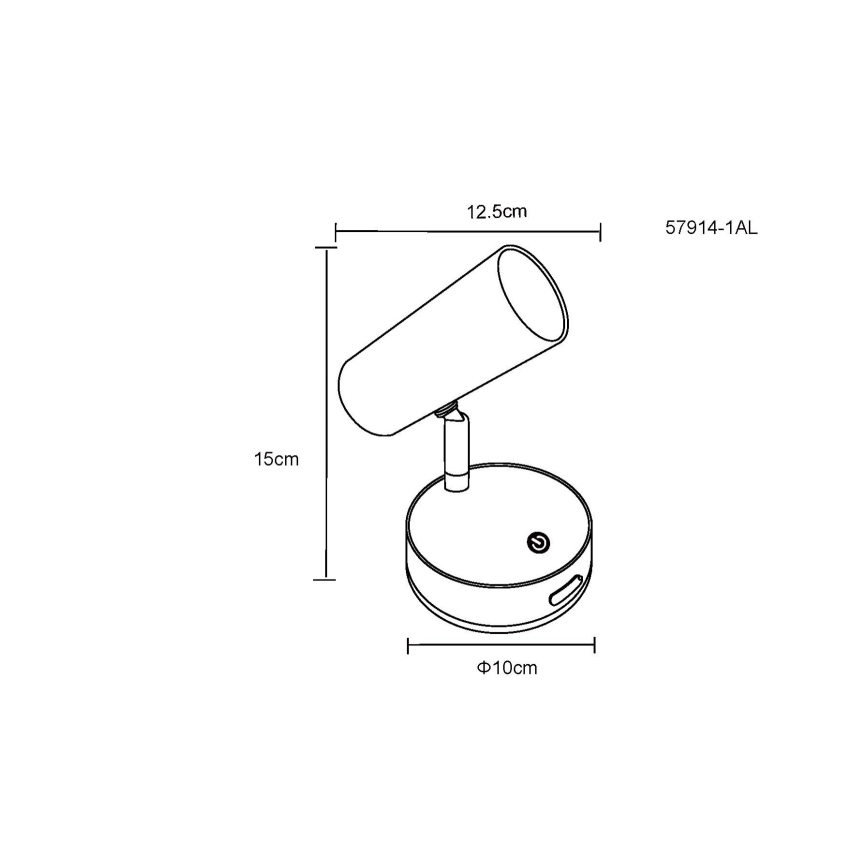 Globo - zatemnjevalna polnilna stenska točkovna LED svetilka LED/0,4W/3,7V 1800 mAh črna