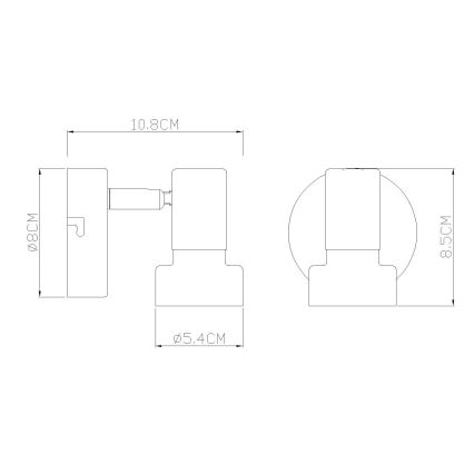 Globo - Stenski reflektor 1xGU10/25W/230V črna/srebrna