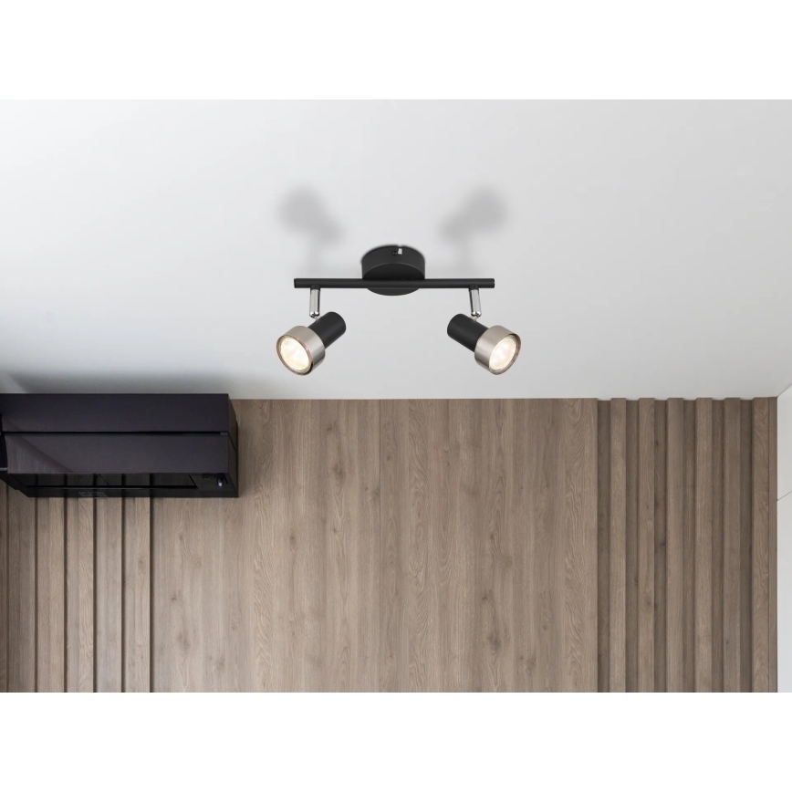 Globo - Reflektor  2xGU10/25W/230V črna/srebrna